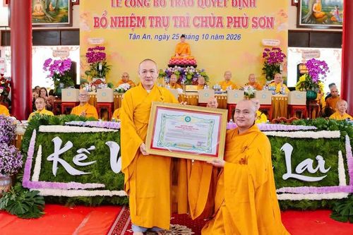 An Giang: Bổ nhiệm Đại đức Thích Minh Đức làm trụ trì chùa Phù Sơn (xã Tân An)
