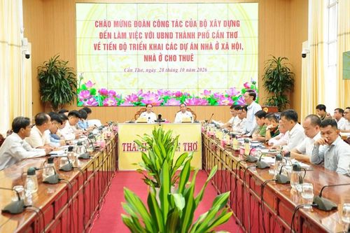 Bộ Xây dựng làm việc với Cần Thơ về tiến độ nhà ở xã hội và nhà ở cho thuê