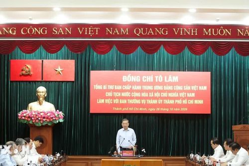 Tổng Bí thư, Chủ tịch nước làm việc với Ban Thường vụ Thành ủy Thành phố Hồ Chí Minh
