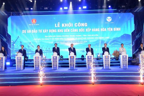 Khởi công xây dựng khu bến cảng bốc xếp hàng hóa Yên Bình (Thái Nguyên)