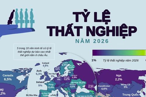 Bản đồ tỷ lệ thất nghiệp trên thế giới năm 2026, Việt Nam thuộc nhóm thấp nhất