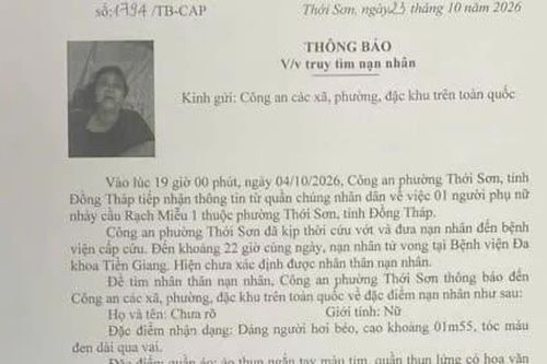 Tìm nhân thân người phụ nữ nhảy cầu Rạch Miễu