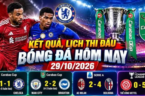 Kết quả, lịch thi đấu bóng đá hôm nay 29/10: Liverpool loại Chelsea
