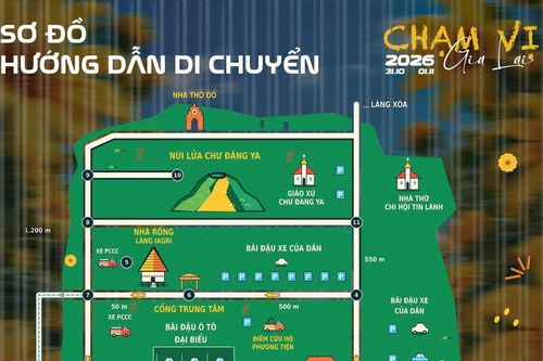 Sơ đồ hướng tuyến để người dân di chuyển trong thời gian Festival cồng chiêng Gia Lai 2026