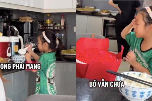 Xúc động clip con gái rượu 6 tuổi 'chống lệnh' mẹ để mang cơm cho bố đang say