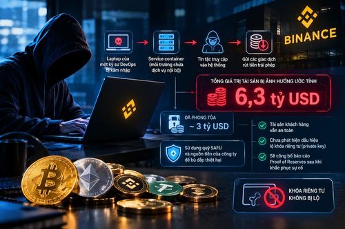 Hé lộ con đường hacker đánh cắp 6,3 tỷ USD tiền số khỏi sàn Binance