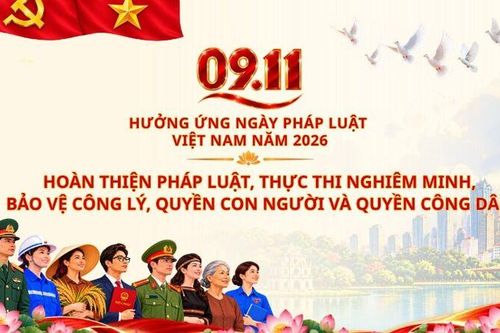 Bộ Tư pháp giới thiệu bộ nhận diện tuyên truyền Ngày Pháp luật Việt Nam năm 2026