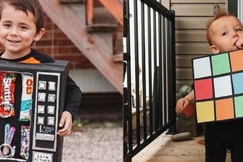 Khi quần áo cũ, thùng giấy biến thành trang phục Halloween độc đáo