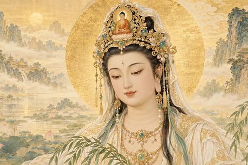 Hình Phật trên mão bồ tát Quán Thế Âm "từ kinh điển đến lịch sử nghệ thuật Phật giáo"