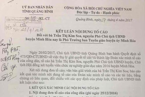 Quảng Bình: Chủ tịch huyện Minh Hóa tiếp tục bị kiểm điểm