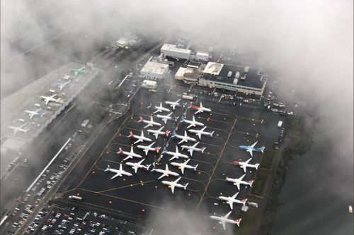 Hình ảnh Boeing 737 Max chất đống trong các kho bãi