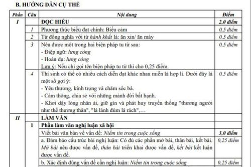 Công bố đáp án chính thức môn Ngữ văn lớp 10 của Nghệ An