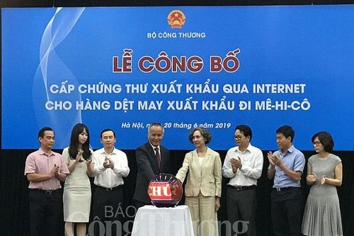 Bộ Công Thương cấp Chứng thư xuất khẩu qua Internet cho hàng dệt may sang Mexico