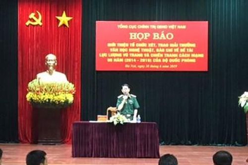 Giải thưởng Văn học nghệ thuật, báo chí Bộ Quốc phòng sẽ có 21 giải A
