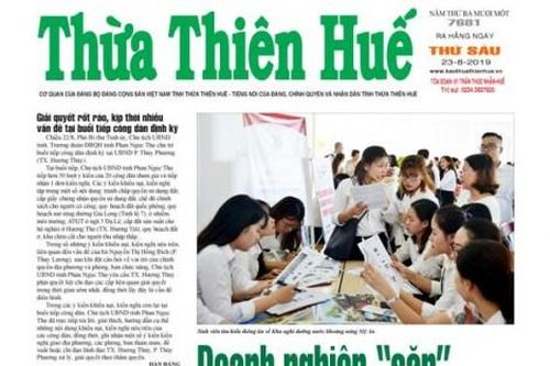 Chính trị - Xã hội Chính trị - Xã hội Đón đọc thông tin hấp dẫn trên Báo Thừa Thiên Huế số 7681, thứ sáu, ngày 23/8/2019