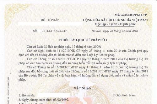 Tháng 8, Quảng Ngãi cấp 765 phiếu lý lịch tư pháp