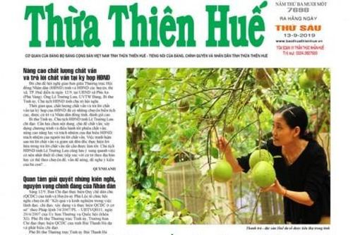 Chính trị - Xã hội Theo dòng thời sự Nhiều thông tin hấp dẫn trên Báo Thừa Thiên Huế số 7698, thứ sáu ngày 13/9/2019