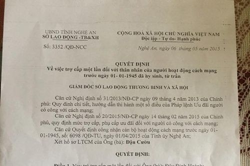 Hy sinh 88 năm, vẫn chưa được công nhận liệt sĩ