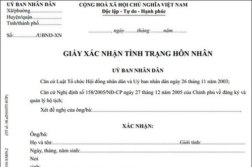 Giấy xác nhận tình trạng hôn nhân phải ghi rõ mục đích sử dụng