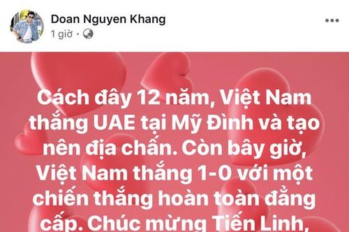 Sao Việt 'quá khích' ăn mừng chiến thắng tuyển Việt Nam 'hạ gục' UAE trên sân Mỹ Đình