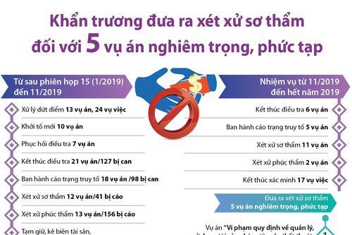 Khẩn trương đưa ra xét xử sơ thẩm 5 vụ án nghiêm trọng, phức tạp