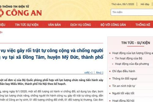 Bộ Công an chính thức thông tin về vụ việc gây rối trật tự công cộng và chống người thi hành công vụ tại Đồng Tâm