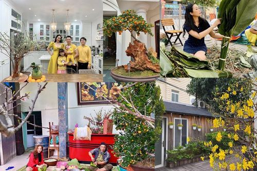 Sao Việt trang hoàng nhà cửa rực rỡ đào mai đón Tết
