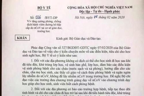 Địa phương không có dịch corona có thể cho học sinh đi học