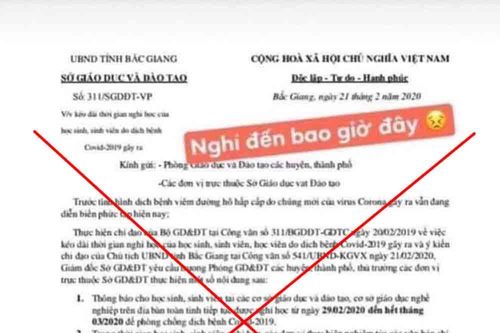 Bác tin học sinh, sinh viên Bắc Giang được nghỉ học hết tháng 3