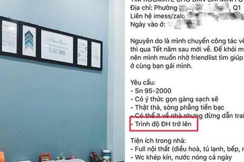 Nam thanh niên gây 'bão mạng' khi đăng tin tìm người ở ghép với yêu cầu 'trình độ đại học trở lên'