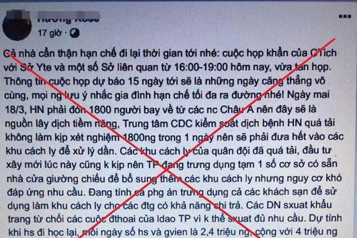 Xử lý hai người tung tin thất thiệt 'Hà Nội sắp vỡ trận' trong chống dịch Covid-19