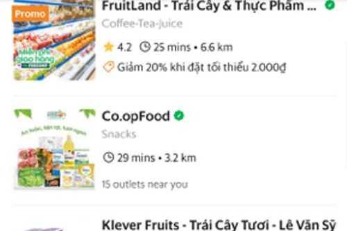 Đi chợ mua thực phẩm trên ứng dụng gọi xe công nghệ Grab