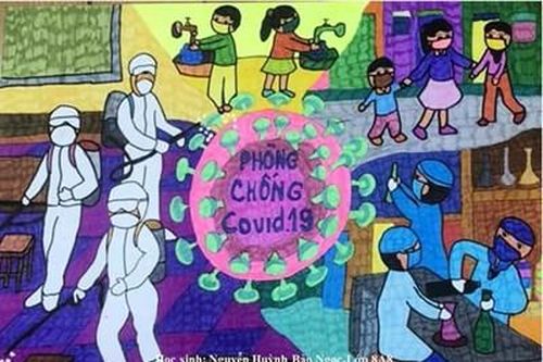 Thiếu nhi vẽ hơn 1.000 bức tranh kêu gọi phòng, chống Covid-19