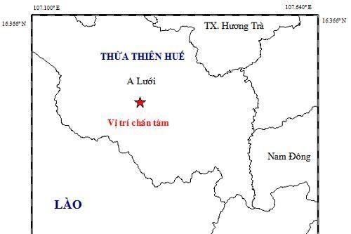 Động đất 2,9 độ richter tại A Lưới