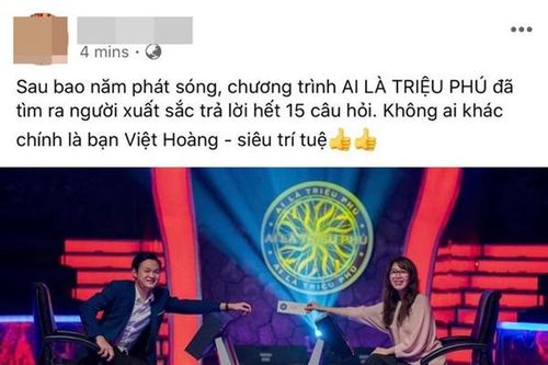 Rộ tin Việt Hoàng phá đảo 'Ai là triệu phú', giành giải cao nhất 150 triệu đồng