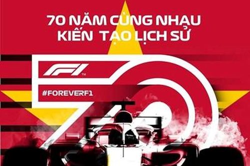 F1 in cờ Việt Nam trên poster kỷ niệm 70 năm giải đua
