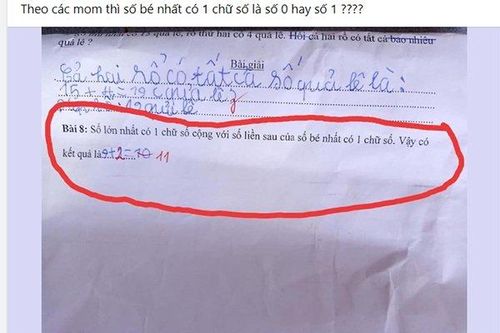 'Căng não' giải bài toán số lớn số bé, học trò viết 9+1=10 vẫn bị cô giáo gạch sai