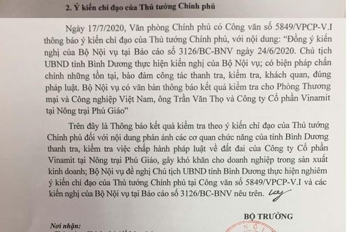Bộ Nội vụ đề nghị Bình Dương tạm dừng thanh tra Vinamit