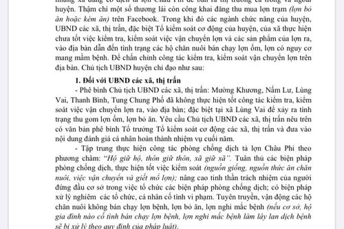 UBND huyện Mường Khương chấn chỉnh công tác kiểm tra, kiểm soát vận chuyển lợn trên địa bàn
