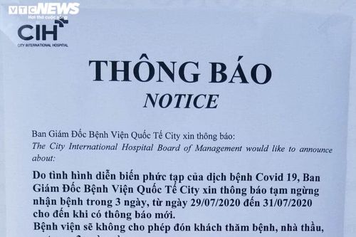 Bệnh viện Quốc tế City tạm ngưng tiếp nhận bệnh nhân trong 3 ngày