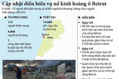 Cập nhật diễn biến vụ nổ kinh hoàng ở Beirut