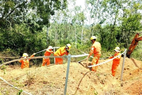 Hoàn thành lắp đặt 10 bộ tiếp địa đường dây 110kV trước mùa mưa bão