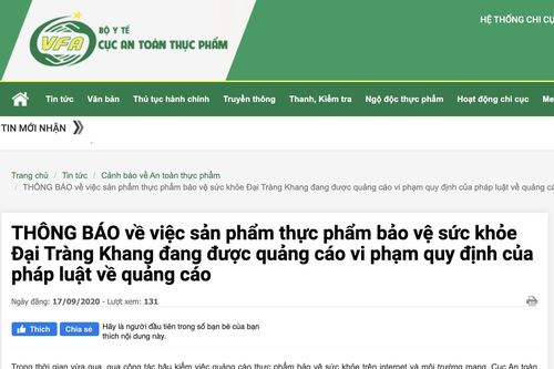 Quảng cáo Đại Tràng Khang gây hiểu nhầm là thuốc