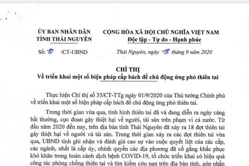 Chỉ thị về triển khai một số biện pháp cấp bách để chủ động ứng phó thiên tai