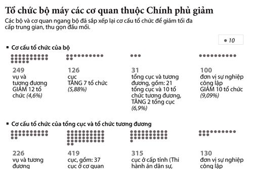 Tổ chức bộ máy các cơ quan thuộc Chính phủ giảm