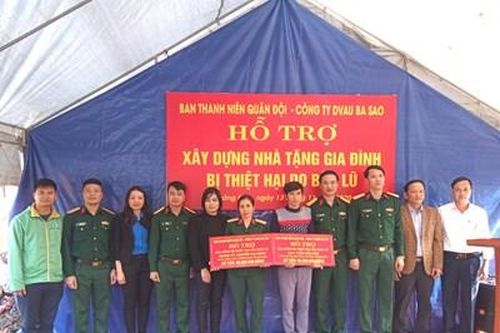 Ban Thanh niên Quân đội phối hợp hỗ trợ xây dựng nhà tặng các gia đình bị thiệt hại do bão lũ