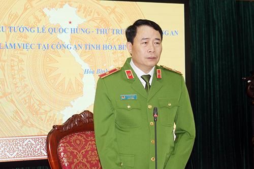 Thứ trưởng Lê Quốc Hùng làm việc với Công an tỉnh Hòa Bình