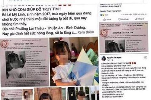 Thông tin bé gái 3 tuổi bị bắt cóc ở Bình Dương là sai sự thật