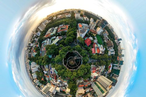 Toàn cảnh hồ Con Rùa trước khi được cải tạo thành phố đi bộ