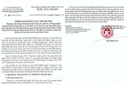 TP.HCM: Khiếu nại, tố cáo người dân ở các dự án Quốc lộ 50 là có cơ sở